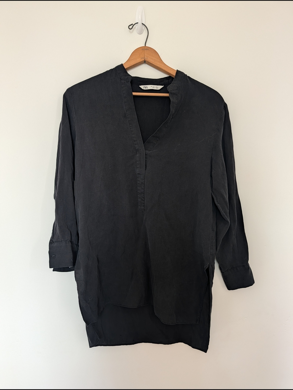 Zara Charcoal Gray Open-Front Tunic